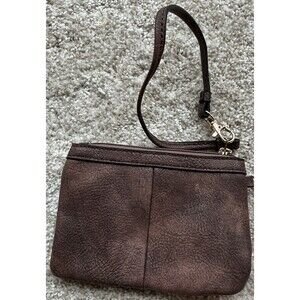 Wilson’s Leather Maroon Brown Distressed Wristlet Wallet EUC